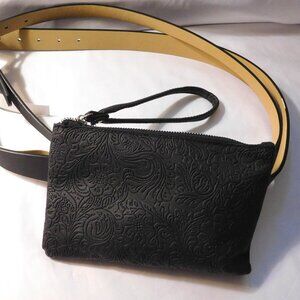 Stone Mountain Double Belted Black Leather Belt Bag Size Small NEW